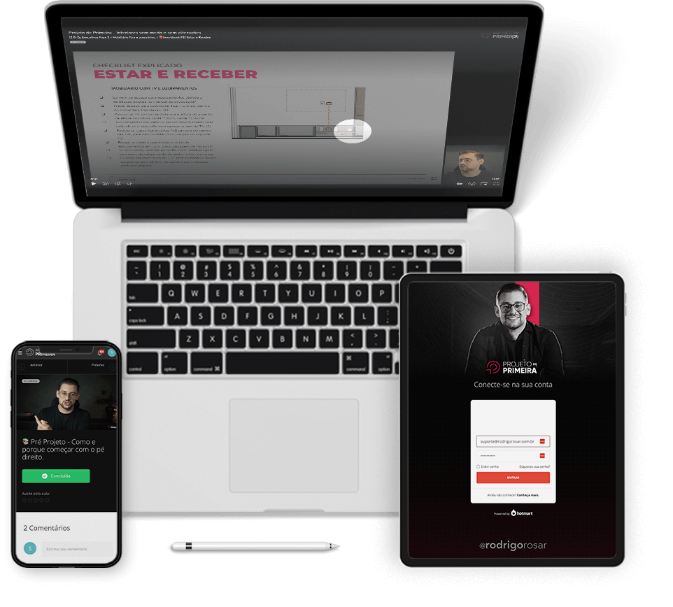 Mockups do método PDP — devices apresentando o conteúdo
